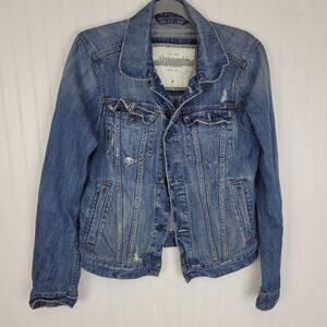 Abercrombie & Fitch Distressed Denim Jacket Women's Size Medium Button Up